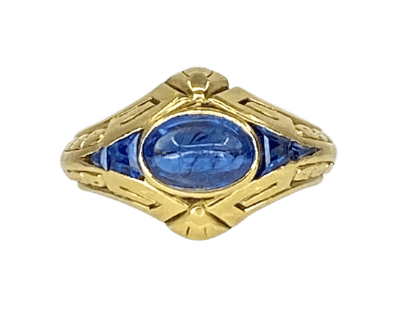 Bague 54 Bague Art déco en or jaune 18 carats avec saphirs 58 Facettes AB666