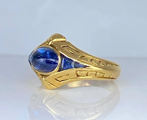 Bague 54 Bague Art déco en or jaune 18 carats avec saphirs 58 Facettes AB666