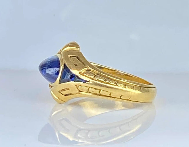Bague 54 Bague Art déco en or jaune 18 carats avec saphirs 58 Facettes AB666