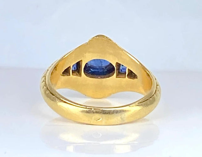 Bague 54 Bague Art déco en or jaune 18 carats avec saphirs 58 Facettes AB666