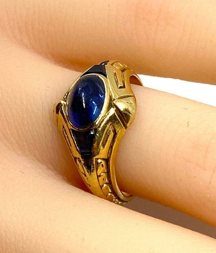 Bague 54 Bague Art déco en or jaune 18 carats avec saphirs 58 Facettes AB666