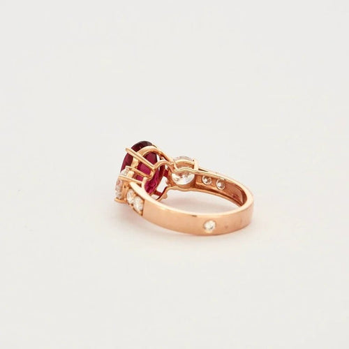 Bague 54 Bague en or rose avec tourmaline rubellite et diamants 58 Facettes