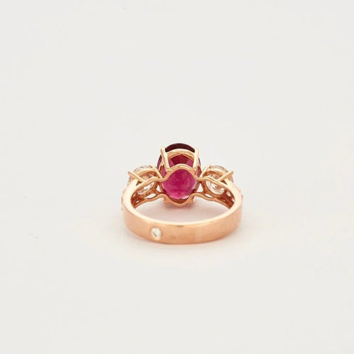 Bague 54 Bague en or rose avec tourmaline rubellite et diamants 58 Facettes