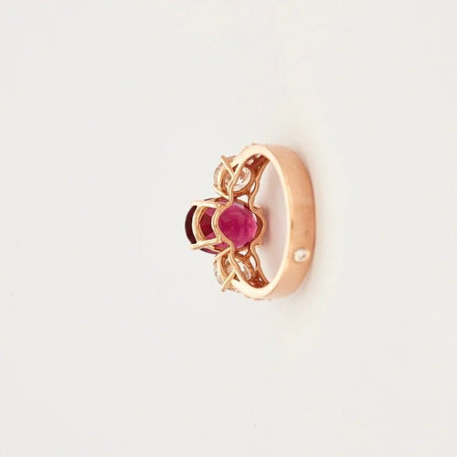 Bague 54 Bague en or rose avec tourmaline rubellite et diamants 58 Facettes