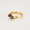 Bague 59.5 Bague toi et moi en or jaune 14 carats rubis et émeraude 58 Facettes