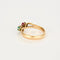 Bague 59.5 Bague toi et moi en or jaune 14 carats rubis et émeraude 58 Facettes