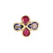 Bague 53 Bague en or jaune 18 ct avec rubis et saphirs 58 Facettes