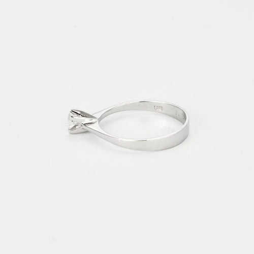 Bague 54 Bague solitaire en or blanc 18 carats avec diamant 0,20 ct 58 Facettes