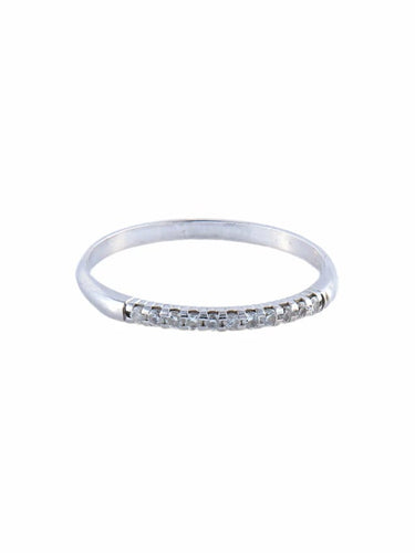 Bague 51 Demi-alliance en or blanc 18K pavée de diamants 58 Facettes