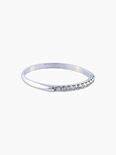 Bague 51 Demi-alliance en or blanc 18K pavée de diamants 58 Facettes