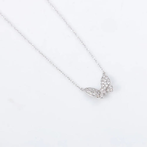 Collier Collier papillon en or blanc et diamants 58 Facettes