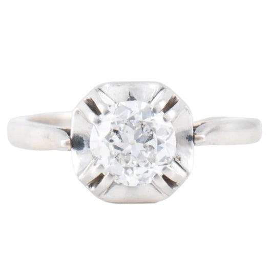 Bague 52 Bague solitaire en platine et or 750/950 avec diamant 0,90 ct 58 Facettes