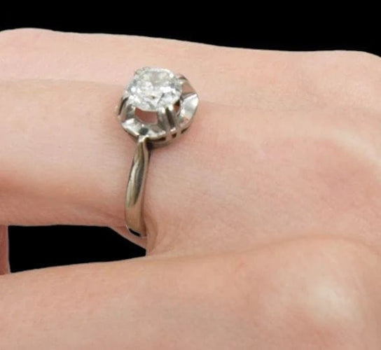 Bague 52 Bague solitaire en platine et or 750/950 avec diamant 0,90 ct 58 Facettes