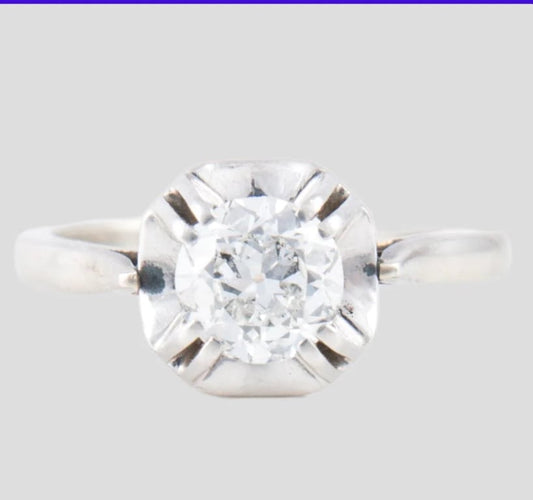 Bague 52 Bague solitaire en platine et or 750/950 avec diamant 0,90 ct 58 Facettes