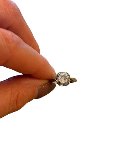 Bague 52 Bague solitaire en platine et or 750/950 avec diamant 0,90 ct 58 Facettes