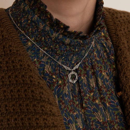 Collier Collier Art déco en platine avec diamants taille ancienne 58 Facettes