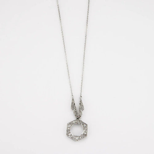 Collier Collier Art déco en platine avec diamants taille ancienne 58 Facettes