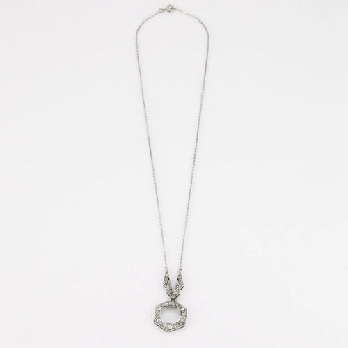 Collier Collier Art déco en platine avec diamants taille ancienne 58 Facettes
