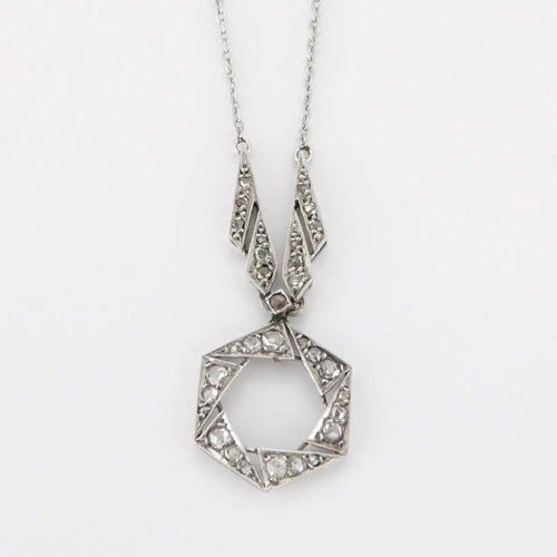 Collier Collier Art déco en platine avec diamants taille ancienne 58 Facettes