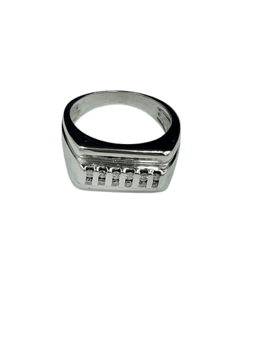 Bague 55 Bague chevalière homme en or blanc 750 avec diamants 58 Facettes