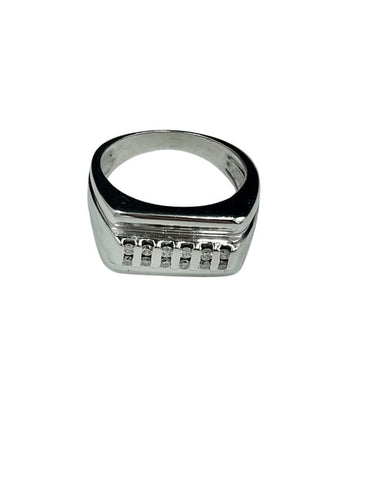 Bague 55 Bague chevalière homme en or blanc 750 avec diamants 58 Facettes