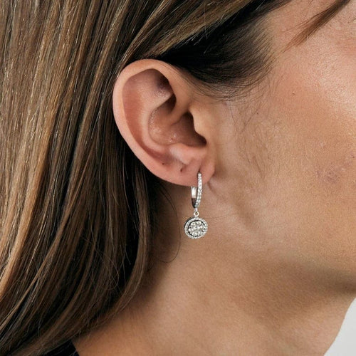 Boucles d'oreilles Boucles d’oreilles pendantes en or blanc 750 pavées de diamants 58 Facettes