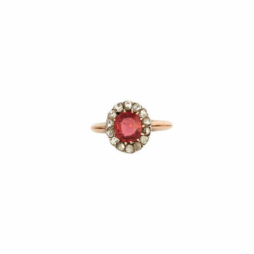 Bague 56 Bague ancienne en or 750 et platine, rubellite et diamants 58 Facettes