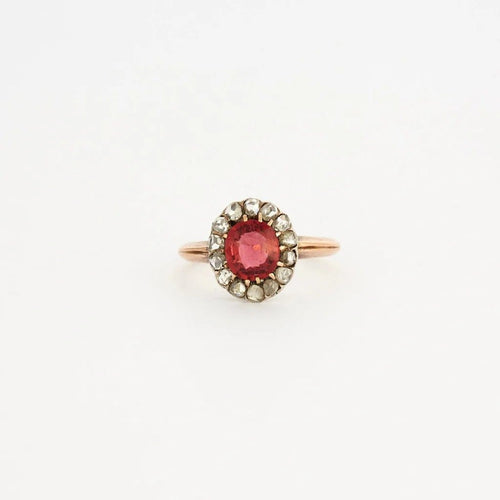Bague 56 Bague ancienne en or 750 et platine, rubellite et diamants 58 Facettes