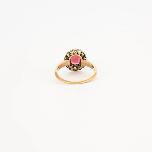 Bague 56 Bague ancienne en or 750 et platine, rubellite et diamants 58 Facettes