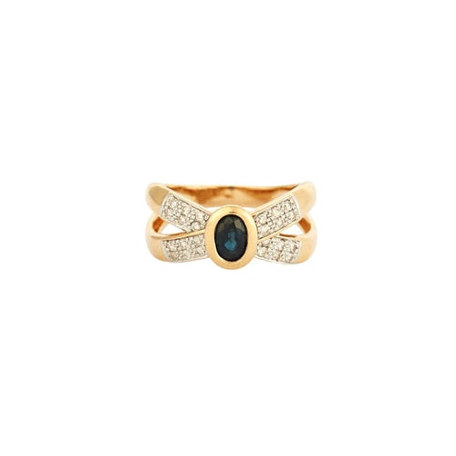 Bague 57 Bague saphir et diamants en or jaune 750 58 Facettes