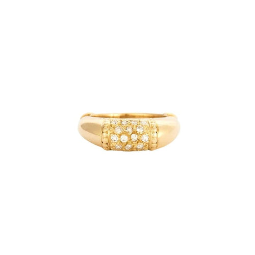 Bague 51 Bague jonc en or jaune 750 pavée de diamants 58 Facettes