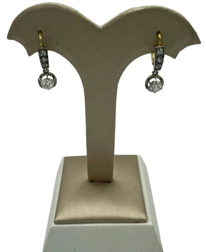Boucles d'oreilles Boucles d’oreilles dormeuses en or jaune 750 et platine, diamants 58 Facettes