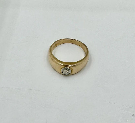 Bague 58 Bague jonc homme en or jaune 750 avec diamant 58 Facettes
