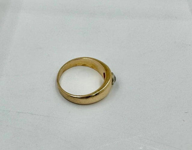 Bague 58 Bague jonc homme en or jaune 750 avec diamant 58 Facettes