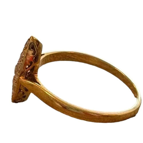 Bague 55 Bague marquise en or jaune 750 et diamants 58 Facettes