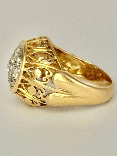 Bague 57 Bague dôme pavée de diamants en or jaune 750 58 Facettes