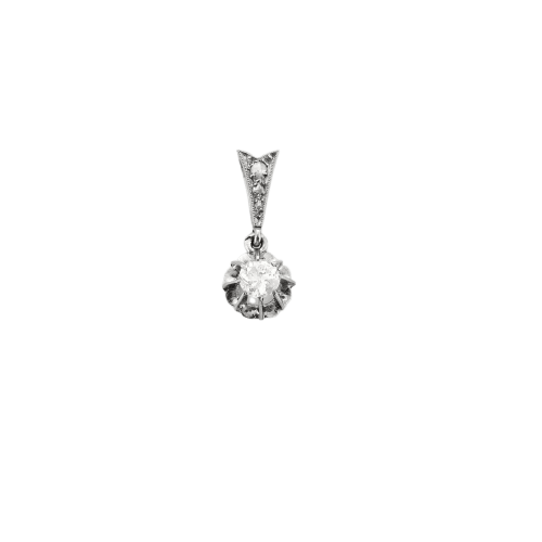 Collier Chaîne et pendentif en or 18K et platine 950, diamants 58 Facettes