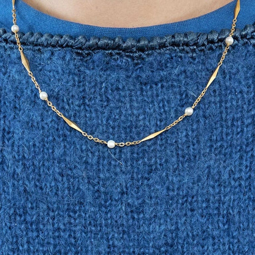 Collier Collier en or jaune 750/1000 avec perles de culture 58 Facettes