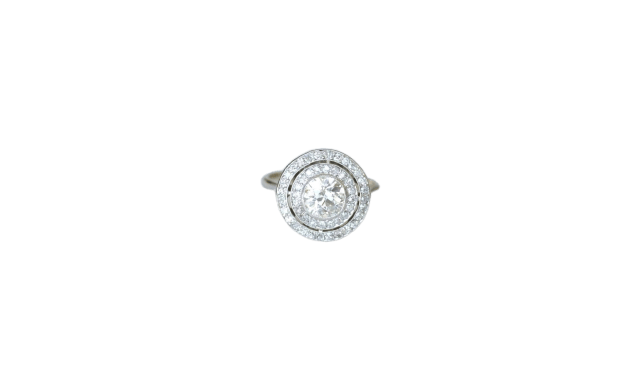 Bague 55 Art Déco - Bague cible ronde en or blanc et platine, diamants 58 Facettes