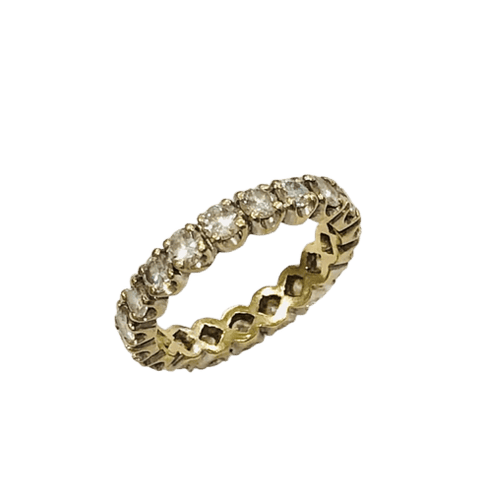 Bague 51 Alliance tour complet 19 diamants en or blanc 18k 58 Facettes