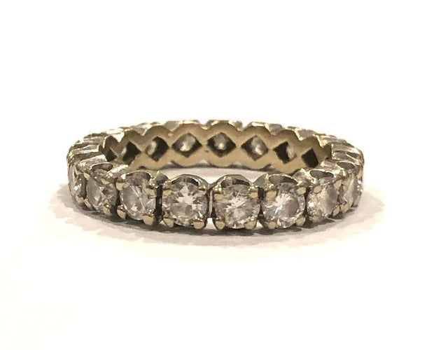 Bague 51 Alliance tour complet 19 diamants en or blanc 18k 58 Facettes