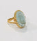 Bague 60 Bague ancienne en or jaune 18k avec aigue-marine cabochon 58 Facettes