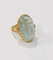 Bague 60 Bague ancienne en or jaune 18k avec aigue-marine cabochon 58 Facettes