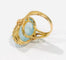 Bague 60 Bague ancienne en or jaune 18k avec aigue-marine cabochon 58 Facettes
