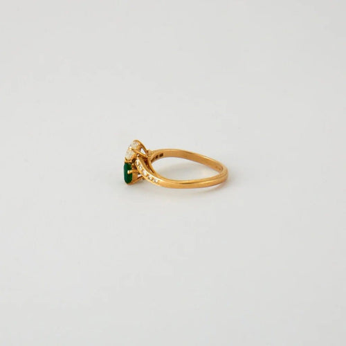 Bague 57 Bague Toi & Moi émeraude et diamants en or jaune 18 k 58 Facettes