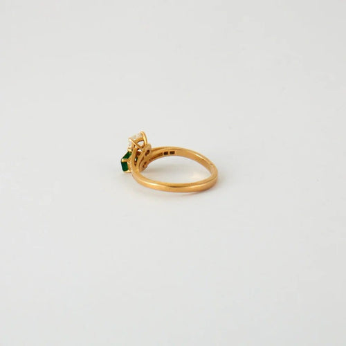Bague 57 Bague Toi & Moi émeraude et diamants en or jaune 18 k 58 Facettes