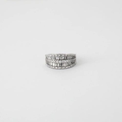 Bague 57 Bague bandeau en or blanc 18 k et diamants 58 Facettes