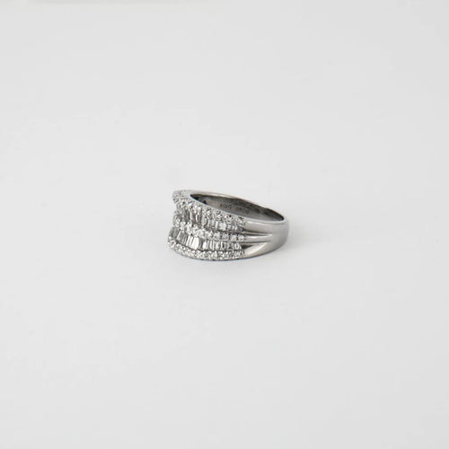 Bague 57 Bague bandeau en or blanc 18 k et diamants 58 Facettes