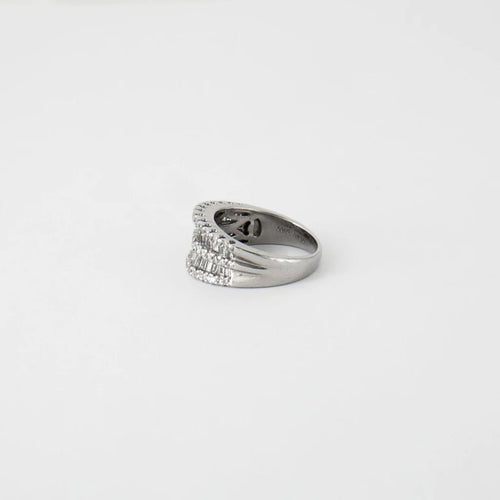 Bague 57 Bague bandeau en or blanc 18 k et diamants 58 Facettes