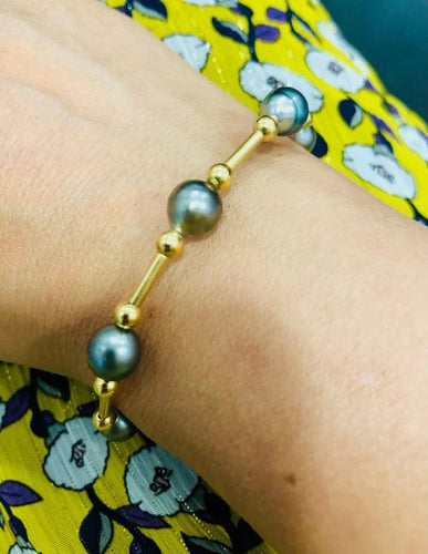 Bracelet Bracelet perles de Tahiti en or jaune 18k 58 Facettes